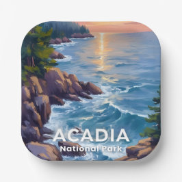 Acadia National Park | Maine Painting Travel Art ペーパープレート