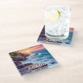 Acadia National Park | Otter Cliffs Maine Travel ガラスコースター (アングル)