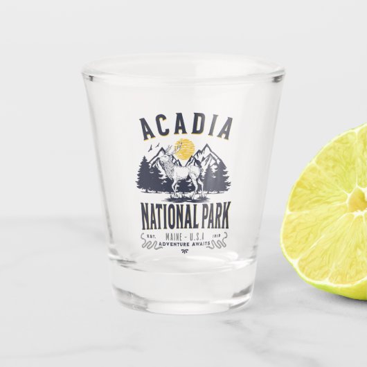 Acadia National Park Rustic Landscape ショットグラス (正面)