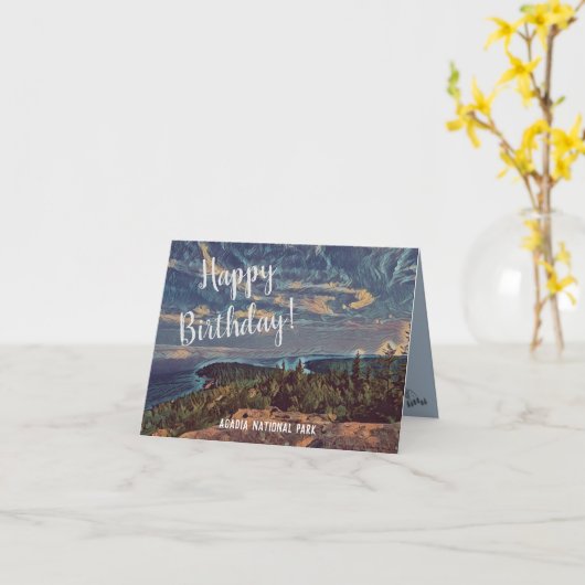 Acadia Skyあなたの写真を誕生日カード カード (黄色い花)