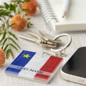 Acadian旗の姓の動揺してなグランジ個人化なります キーホルダー (正面右)