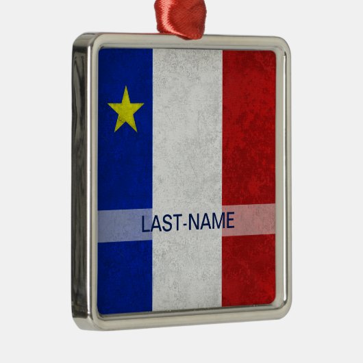 Acadian旗の姓の動揺してなグランジ個人化なります メタルオーナメント (右)