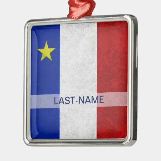 Acadian旗の姓の動揺してなグランジ個人化なります メタルオーナメント (左)