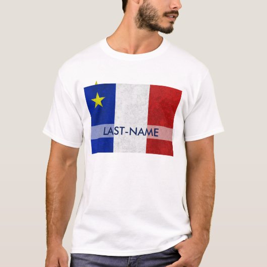 Acadian旗の姓の動揺してなグランジ個人化なります Tシャツ (正面)