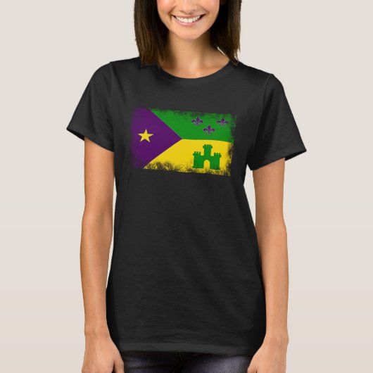 Acadian Flag Cajun Mardi Gras Fat Tuesday Acadiana Tシャツ (正面)