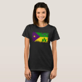 Acadian Flag Cajun Mardi Gras Fat Tuesday Acadiana Tシャツ (正面フル)