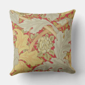 Acanthusの葉および野生は深紅色のbackgroに上がりました クッション (裏面)