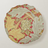 Acanthusの葉および野生は深紅色のbackgroに上がりました ラウンドクッション (裏面)