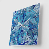 Acanthus Blue, William Morris スクエア壁時計 (傾斜)