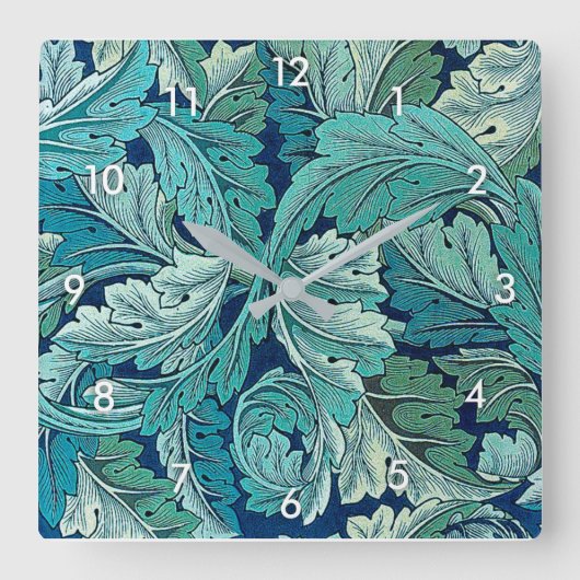 Acanthus Green, William Morris スクエア壁時計 (正面)