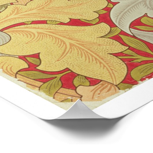 Acanthus leaves and wild rose on a crimson backgro ポスター (角)