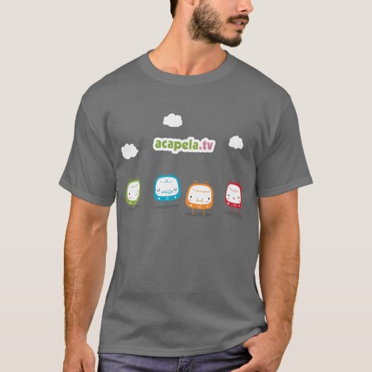 acapela.tvの灰色のTシャツ Tシャツ (正面)