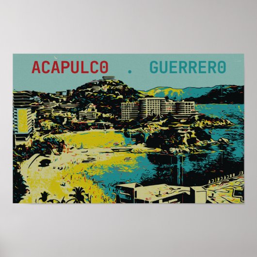 Acapulcoビュー,メキシコ,ゲレーロ葉書 ポスター (正面)