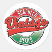Acapulcoメキシコヴィンテージロゴ ラウンドシール (正面)