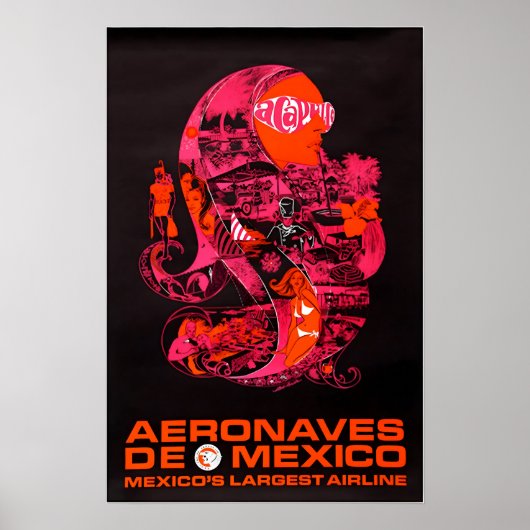 Acapulco Art Mexico Print Aeronaves Travel Poster ポスター (正面)