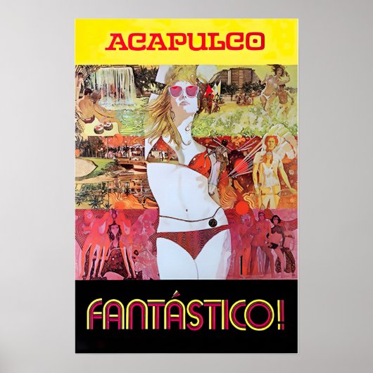 Acapulco Art Mexico Travel Poster Mexican Print ポスター (正面)