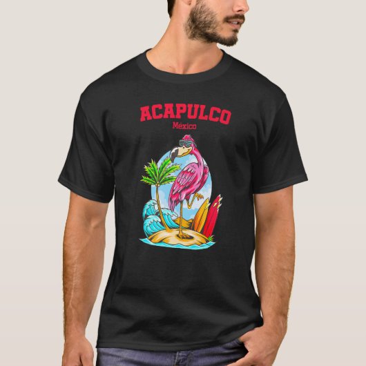 Acapulco Flamingo Beach Ocean Wave Surf Tシャツ (正面)
