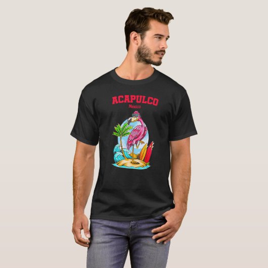Acapulco Flamingo Beach Ocean Wave Surf Tシャツ (正面フル)