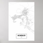 Acapulco, Mexico (black on white) ポスター (正面)