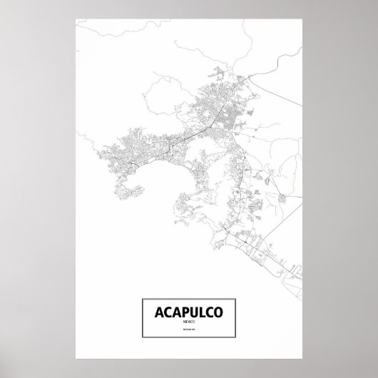 Acapulco, Mexico (black on white) ポスター (正面)