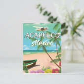 Acapulco Mexico Vintage旅行ポスター ポストカード (スタンド正面)