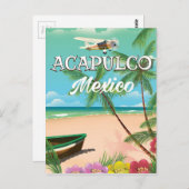Acapulco Mexico Vintage旅行ポスター ポストカード (正面/裏面)