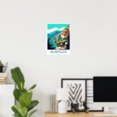 Acapulco Travel Print Wall Art Acapulco Wall Hangi ポスター (ホームオフィス)