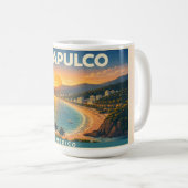 Acapulco Vintage Travel Poster Mug コーヒーマグカップ (正面右)