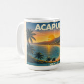 Acapulco Vintage Travel Poster Mug コーヒーマグカップ (正面左)