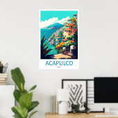 Acapulco Vintage Travel Poster Ski National Park ポスター (ホームオフィス)