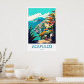 Acapulco Vintage Travel Poster Ski National Park ポスター (キッチン)