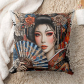 ACCENT PILLOW - Asian Woman in Traditional Attire クッション (ブランケット)