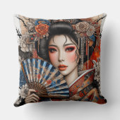 ACCENT PILLOW - Asian Woman in Traditional Attire クッション (裏面)