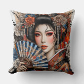 ACCENT PILLOW - Asian Woman in Traditional Attire クッション (正面)