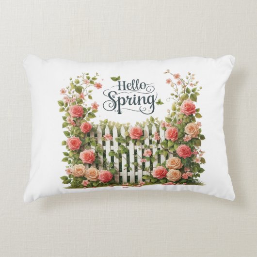 Accent Pillow-Hello Spring Floral Accent Pillow  アクセントクッション (正面)