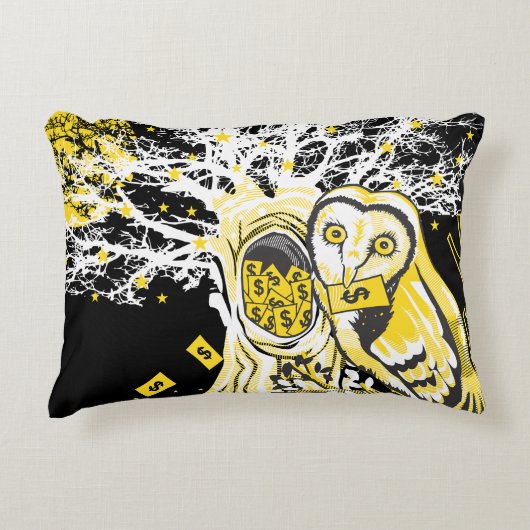 Accent Pillow – Urban Tree Owl & Wealth Surreal  アクセントクッション (正面)