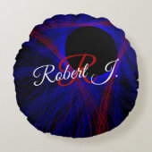 Accented Triangle Geometric Round Pillow ラウンドクッション (正面)