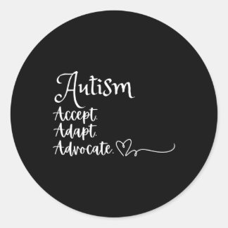 Accept Adapt Advocate Autism Support Funny Autism  ラウンドシール