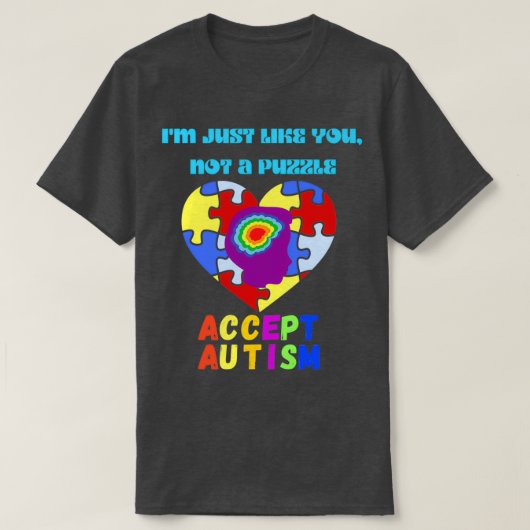 Accept Autism Blue Im(自閉症ブルーイムを受け入れる) Tシャツ (デザイン正面)