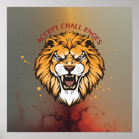 Accept Challenges – Motivational Quote Design ポスター (正面)