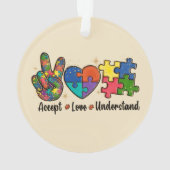 Accept Love Understand – 自閉症意識ハート オーナメント (裏面)