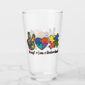 Accept Love Understand – 自閉症意識ハート タンブラーグラス (裏面)