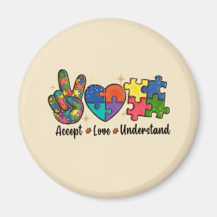 Accept Love Understand – 自閉症意識ハート マグネット