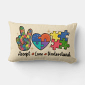 Accept Love Understand – 自閉症意識ハート ランバークッション (裏面)