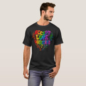 Accept Love Understand Autism Rainbow Drip Heart Tシャツ (正面フル)