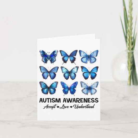 Accept Understand Love Autism Awareness Butterfly カード (正面)