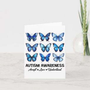 Accept Understand Love Autism Awareness Butterfly カード