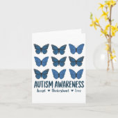 Accept Understand Love Autism Awareness Butterfly カード (黄色い花)