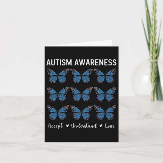 Accept Understand Love Autism Awareness Butterfly カード (正面)