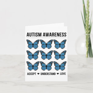 Accept Understand Love Autism Awareness Butterfly カード